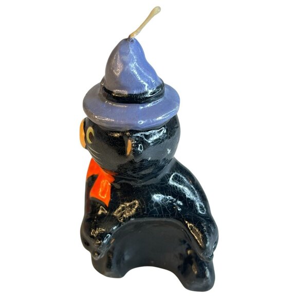 3 Vintage Halloween Candles Gurley Witch & Cauldron Ghost in Pumpkin Black Cat - Picture 11 of 12